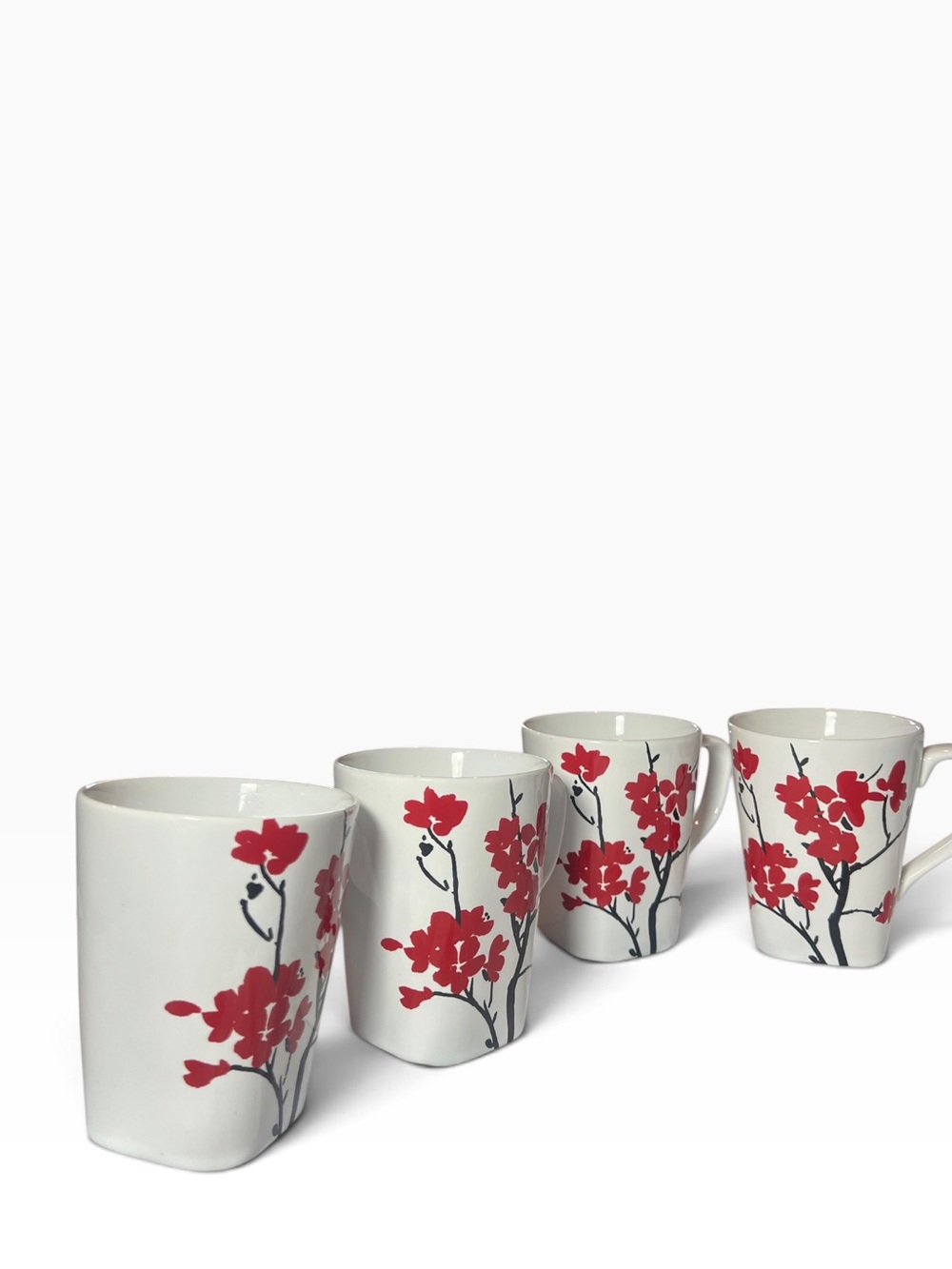 Makayla (Hard Square) Coventry Square Coffee Tea Porcelain Mugs Set of 4